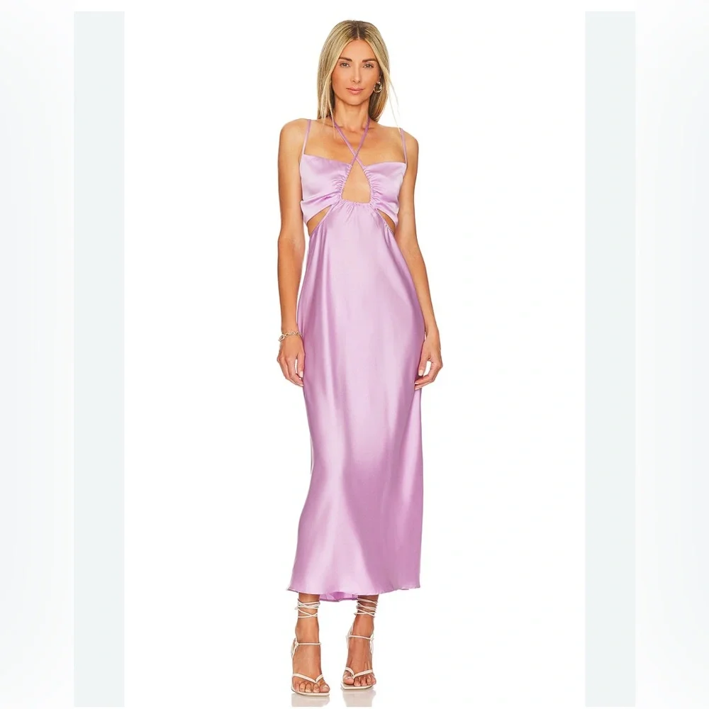 NWT SHOW ME YOUR MUMU Codie Cut Out midi Dress in Lilac size M - Picture 1 of 6